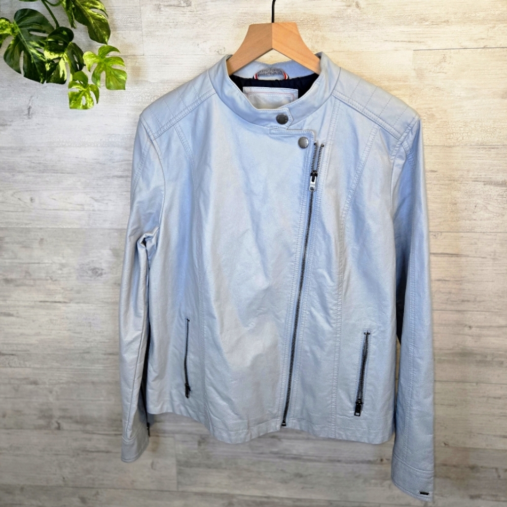 Tommy Hilfiger Light Blue Moto Jacket. Sz XL